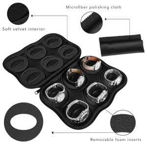 Schwarze 6-Slot EVA Uhrenbox für Reisen mit Samtfutter und abnehmbaren Schaumstoffeinlagen