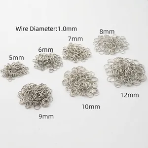 1.0mm thickness metal open jump rings for DIY jewelry making in sizes 5mm to 12mm
