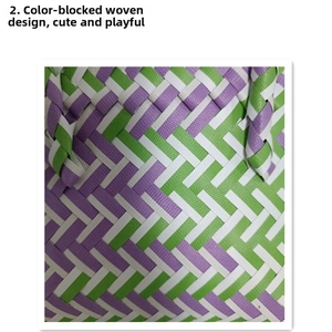 Detail of woven texture with purple, green and white synthetic fiber diamond patterns
