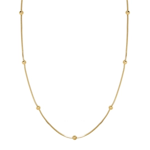 Gold plated titanium steel snake chain necklace with seven small gold beads decoration
