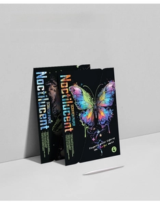 Kit de cartes à gratter lumineuses A4 motifs papillon et ciel étoilé avec stylet