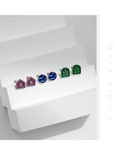 Coffret de boucles d'oreilles en argent s925 avec motifs émaillés violets, bleus et verts