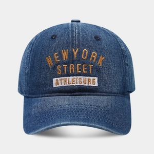 Navy blue denim baseball cap with NEW YORK embroidery for outdoor sport sun protection