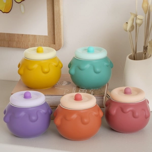 Stampo in silicone per contenitori a forma di vasetto di miele con texture 3D in vari colori