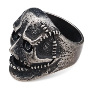 Anello con teschio traforato in acciaio inossidabile vintage con texture punk
