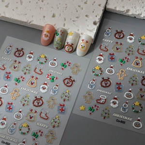 Christmas Nail Art Stickers 5D Embossed Relief Santa Reindeer Snowman DIY Holiday Manicure Decor Waterproof Adhesive