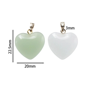 Ciondoli a cuore in cristallo naturale verde e bianco con gancio dorato, 22,5 mm