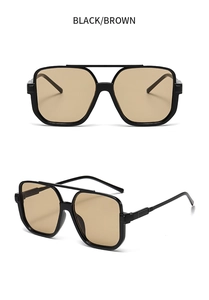 Detailansicht der quadratischen Doppelbrillen-Sonnenbrille mit schwarzem Rahmen