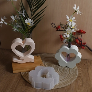 Detailed translucent silicone mold with heart and flower resin base finished products