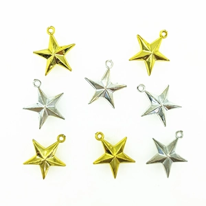 Set of gold and silver plastic star tree toppers for Christmas tree DIY decoration
