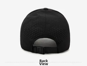 Back view of a lightweight mesh baseball cap showing the adjustable buckle strap