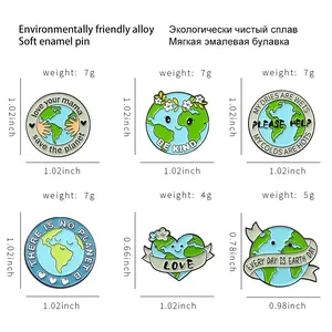 Size guide for eco-friendly alloy pins with soft enamel finish and weight specifications