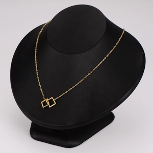 Elegant minimalist gold stainless steel necklace with interlocking geometric square pendants