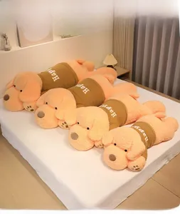 Detailed comparison of plush golden retriever toys in four sizes from 90cm to 160cm
