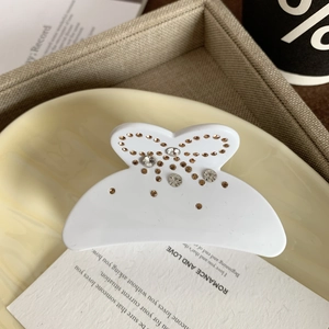 Haarklammer in Schmetterlingsform Weiß mit glitzernden Strasssteinen für Damen