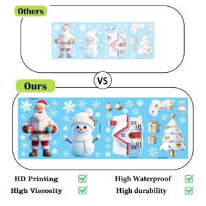 HD Christmas snowman window stickers showing waterproof quality vs competitors
