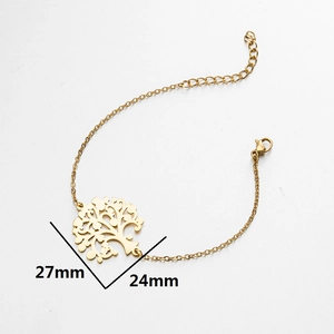 Minimalistisches Lebensbaum-Anhänger Armband in Gold mit verstellbarer Kette und Verschluss