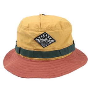 Outdoor color-block bucket hat in yellow, green, and red with quick-dry fabric material