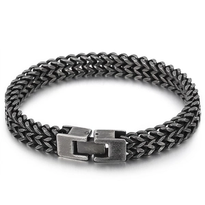 Doppelreihiges Franco Kettenarmband Herren 316L Edelstahl Schweres Klobiges Geflochtenes Hip Hop Punk Streetwear Schmuck