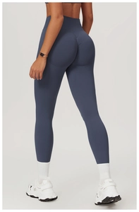 Detail view of high waist seamless yoga leggings with scrunch butt lifting design