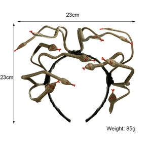 Bronze Medusa snake headband for Halloween Cosplay with detailed scales and red eyes