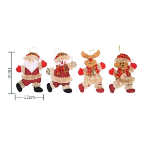 Set of 4 plush Christmas ornaments featuring Santa, Snowman, Deer and Bear, size 18x13cm