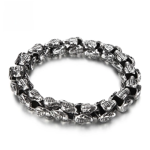 Bracciale Da Uomo In Acciaio Inossidabile Animale Leone Lupo Serpente Testa Catena Vintage Punk Rock Gothic Biker