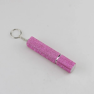 Pink rhinestone encrusted 10ml portable perfume spray bottle with keychain hook