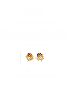 Detail showing dimensions of 3cm by 2cm for zirconia and pearl fireworks earrings