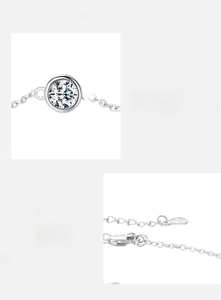 Macro detail of S925 sterling silver clasp and D-color VVS1 moissanite diamond setting