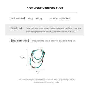 Detailed view showing 51cm length and 67.3g weight of vintage stone beaded necklace