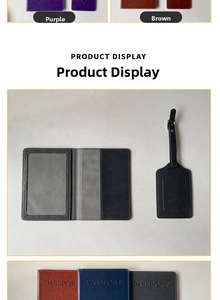 Detailed inner structure and texture of the PU leather map passport holder and tag set
