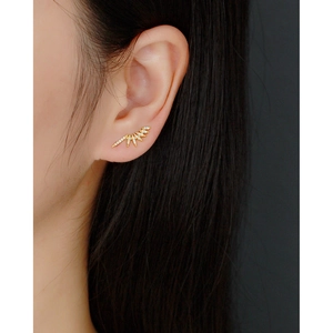 Luxurious S925 silver gold-plated stud earrings with micro-set zircons on model
