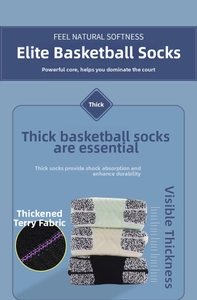 Detail of professional basketball socks with thickened towel sole for shock absorption