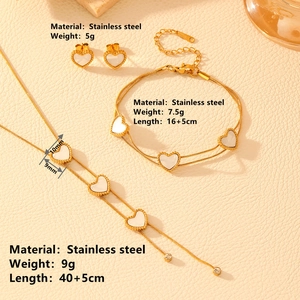 Elegant 18K gold plated stainless steel heart jewelry set with necklace and earrings