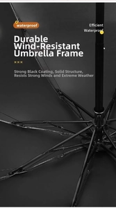 Macro shot of reinforced black windproof umbrella ribs and durable frame structure