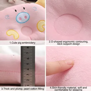 Rosa Schweinchen Haustierkissen mit O-förmigem Nackenschutz und weicher Stickerei