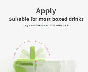 Adjustable green milk carton holder showing telescopic function for various drink sizes