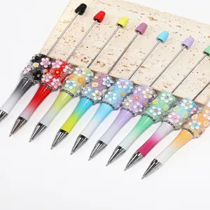 DIY Beaded Ballpoint Pens Floral Rhinestone Decoration Gradient Barrel Smooth Writing Creative Stationery Gift