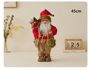Detailed 45cm Santa Claus figurine in red sweater standing by holiday home decor