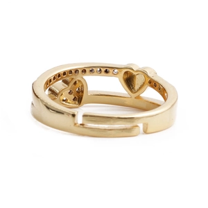 Adjustable gold heart ring with pavé zircons in a minimalist open design for women