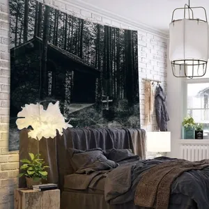 Halloween Wandteppich Polyester Wandbehang Schlafzimmer Wohnheim Dekor Dunkle Gotik Kürbis Fledermaus Schwarze Katze Kunst