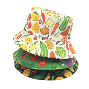 Bucket Hat Vegetable Print Sun Protection Outdoor Casual Colorful Pattern Polyester Fisherman Basin Cap For Women Men