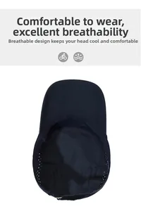 Detail of dark blue sport cap featuring laser-cut ventilation holes and sweatband