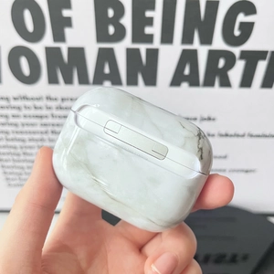 Protective case for AirPods Pro 2 featuring an elegant white marble pattern PC finish