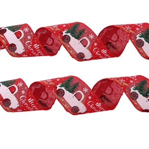 Ruban de Noël rouge avec impression Merry Christmas pour coffret cadeau et sapin