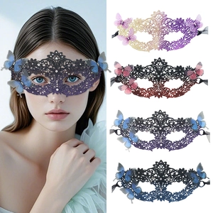 Venetian gradient butterfly masquerade mask with lace and rhinestones for party