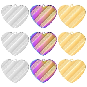 Heart Pendant Necklace Stainless Steel Gold Plated Striped Texture Hip Hop Fashion Jewelry For Women Unisex