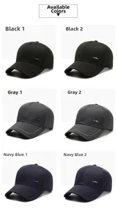 Casquettes de baseball en coton pour hommes en noir, gris et marine avec logos en métal