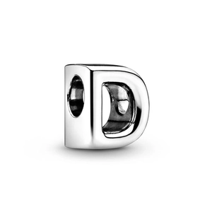 Silver letter D metal charm bead for DIY personalized bracelet jewelry making